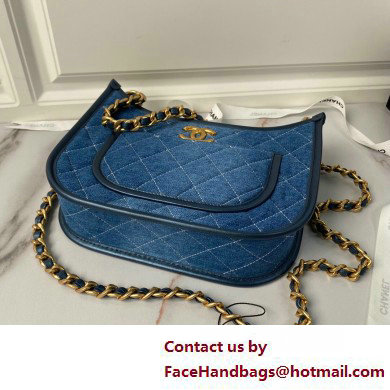 Chanel Washed Denim  &  Gold-Tone Metal Hobo Handbag AS4666 Blue 2025